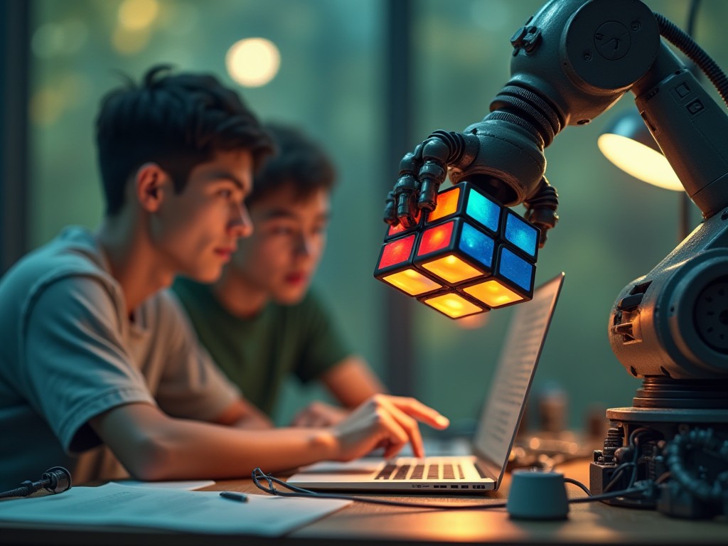 Hai anh em sinh viên chế robot xoay rubik nhanh nhất thế giới
